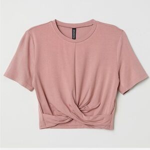 Pink knot detail crop top